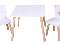 chipolino diwh02440323 masă și două scaune din mdf "ursuleț și pisicuță"