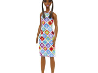 barbie hjt07 papusa "fashionista" intr-o rochie midi tricotata