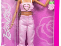 barbie jjn72 păpușa barbie "deluxe style fashion doll №12" &icirc;ntr-un top roz și blugi evazați