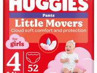 huggies chilotei little movers girl 4 (9-14 kg.) 52 buc.