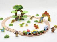 tooky toy tki054 set din lemn „calea ferată cu dinozauri”