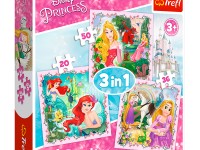 puzzle-uri 3-în-1 "prințesa rapunzel, aurora și ariel" (50/36/20 el.)