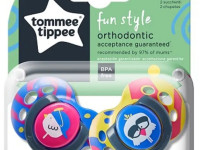 tommee tippee tt0153-2 suzeta simetrica din silicon fun pasare (6-18 luni) 2 buc.
