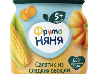 ФрутоНяня piure "salată din legume dulci" porumb-bostan-morcov 110g. (5 l+)