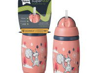 tommee tippee tt0395 cana termica cu pai "superstar" roz (12 luni+) 266 ml.