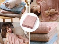 babyono-81232 1673/03 Плед трикотажный бамбуковый (75 x 100 см) бежевый