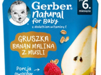 gerber Пюре "Груша-банан-малина-злаки" (6 м+) 80 гр.