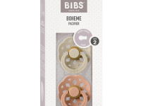 bibs Пустышка круглая латексная "boheme" vanilla & peach (6-18 м.) 2шт.