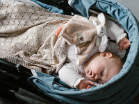 babyono-8128 1479/03 Плед трикотажный бамбуковый (75 x 100 см) бежевый