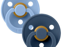 bibs Пустышка круглая латексная color 2 шт. (6-18 м.) sky blue/steel blue