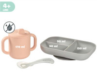 beaba 5068 Набор посуды силикон (3 предмета) розовый