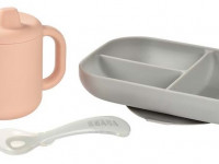 beaba 5068 Набор посуды силикон (3 предмета) розовый