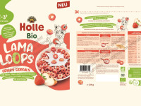 holle organic cereale crocante "lama loops" cu mere și căpșuni  (12 luni+) 125 gr.