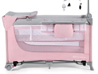 kinderkraft Кровать-манеж с аксессуарами leody розовый