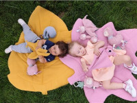 new baby 53877 Игровой коврик из муслина "Лист" бежевый