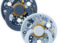 bibs Пустышка круглая латексная "colour liberty" chamomile lawn & baby blue (0-6 м.) 2 шт.
