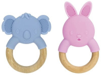 nuby nv06011 Прорезыватель дерево/силикон (Зайчик/Коала) в асс.