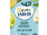 ФрутоНяня сок яблоко-груша с мякотью 200 мл. (5 м+)