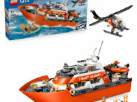 lego city 60504 constructor "barcă de salvare și elicopter al pazei de coastă" (742 el.)