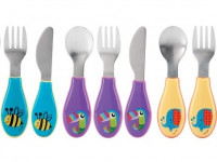 nuby nv0501003 Набор ложечка и вилка из нержавеющей стали (12 м.+) в асс.