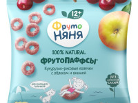 ФрутоНяня inele de porumb și orez "frutopuffs" cu măr și cireșe 21 g. (12 luni+)