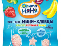 ФрутоНяня mini-paine crocanta de orez cu mere, capsuni, banane si prebiotic 30 gr. (12 m+)