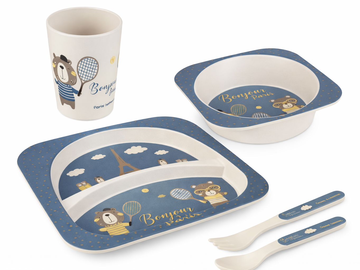 Veselă și tac&acirc;muri pentru copii